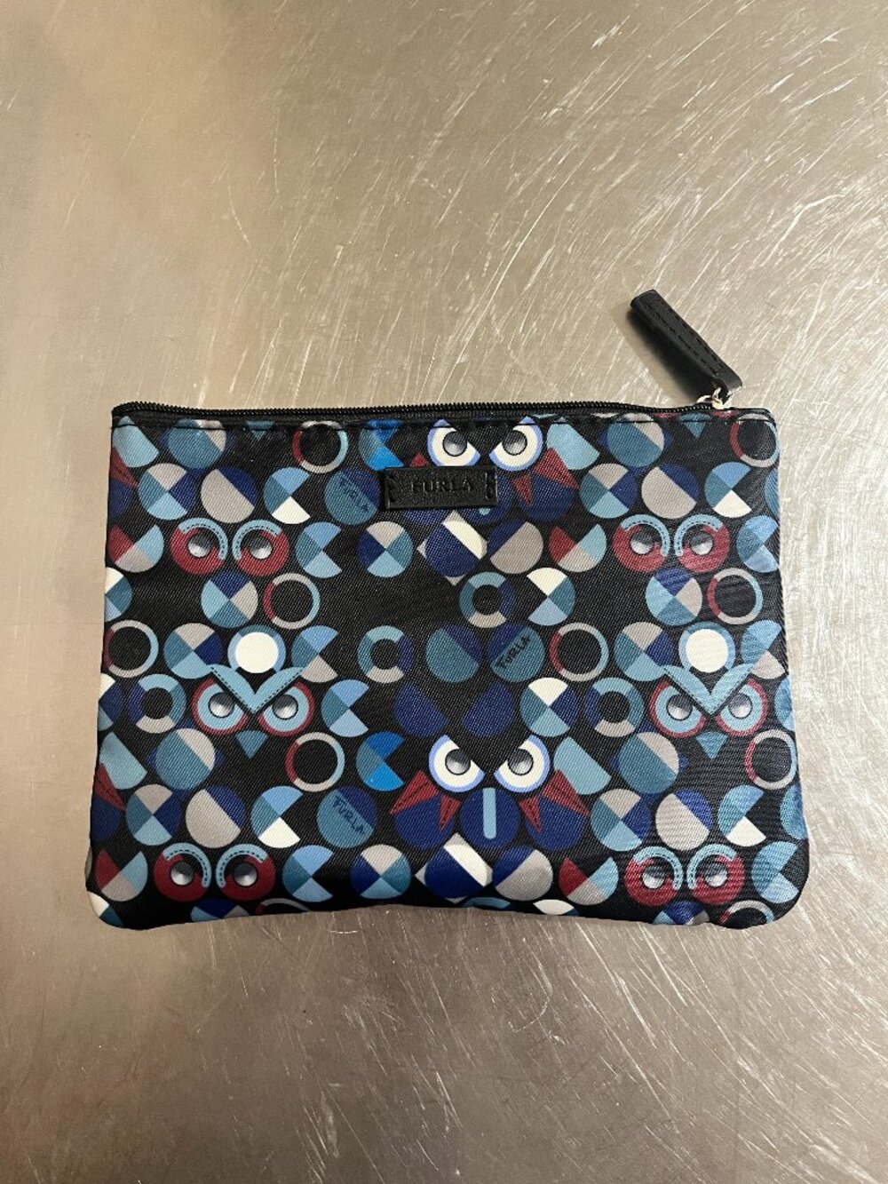 FURLA Blue Geometric Owl Travel Pouch by Eva Air